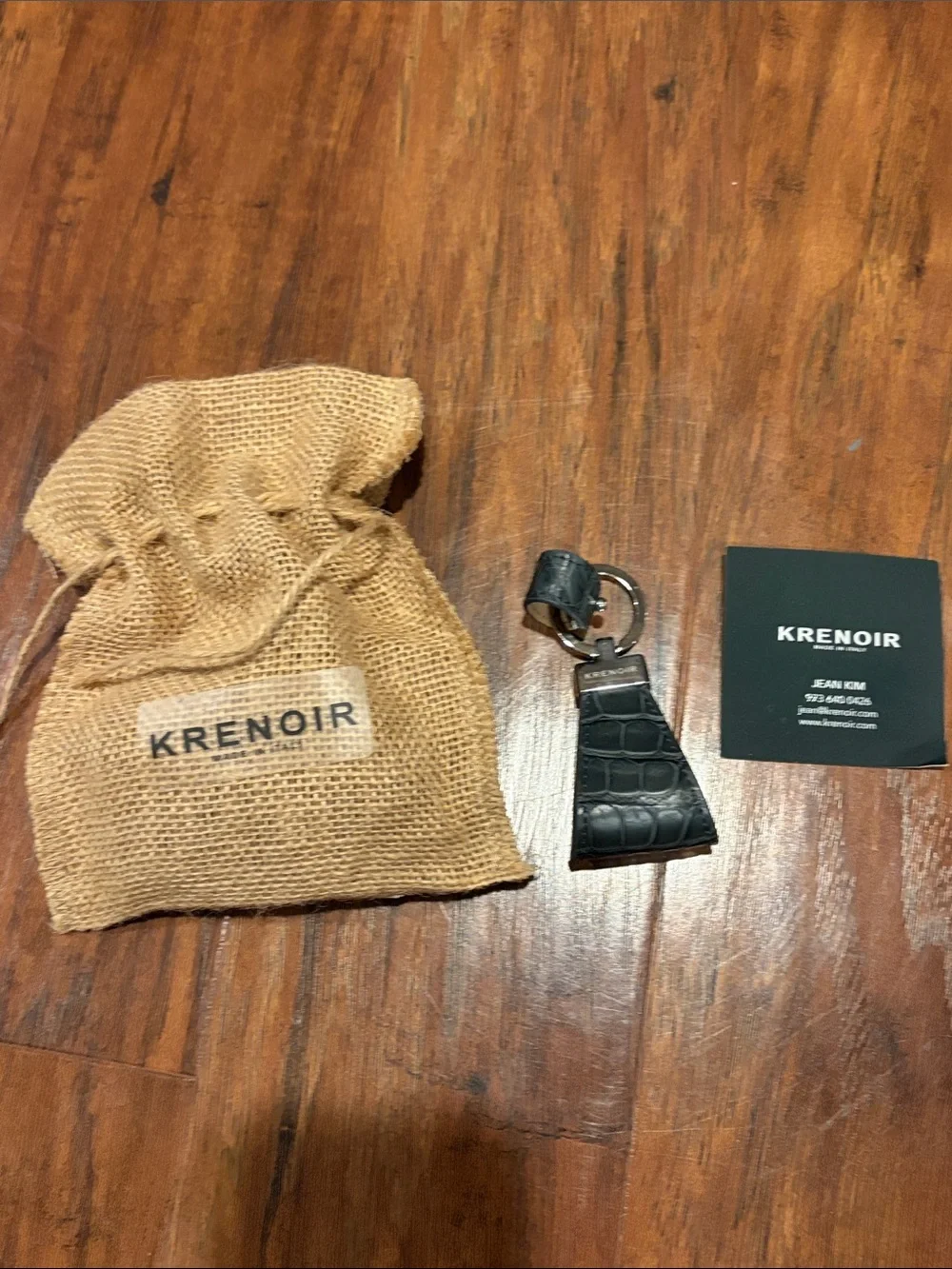 Krenoır Black Croc Leather Key Fob